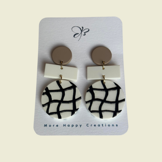 Mesh Mirage Polymer Clay Round Pendant Earrings
