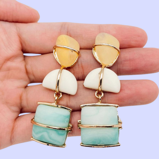 Ethnic Fusion Frosted Resin Earrings